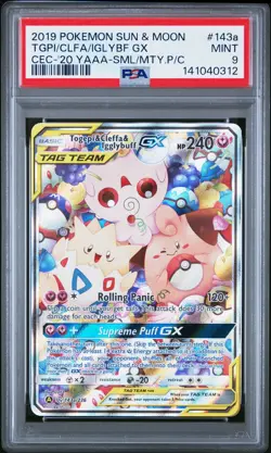2019 POKEMON SUN & MOON COSMIC ECLIPSE 143A TOGEPI CLEFF A IGGLYBUFF PSA 9 0312 - Image 1
