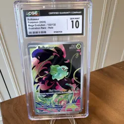 Pokemon Bulbasaur 133/132 Me01: Mega Evolution Illustration Rare Holo CGC 10 GEM - Image 1