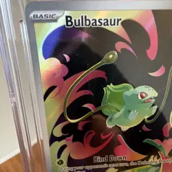 Pokemon Bulbasaur 133/132 Me01: Mega Evolution Illustration Rare Holo CGC 10 GEM - Image 3
