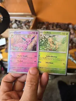Pokemon TCG Leafeon & Espeon Poke Ball Pattern Prismatic Evolutions - Image 1