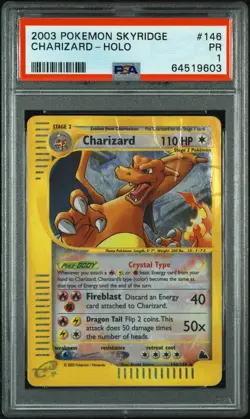 2003 Pokemon Skyridge Charizard Holo 146/144 Crystal PSA 1 - Image 1
