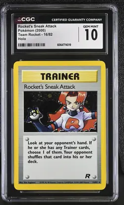 CGC 10 GEM MINT Rocket's Sneak Attack 2000 Team Rocket 16/82 Holo Pokemon Card - Image 1