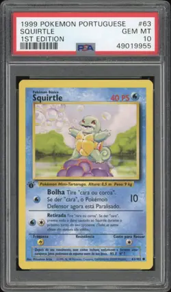 1999 Pokemon PORTUGUESE 1st Edition Base Set Squirtle 63/102 PSA 10 GEM MINT - Image 1