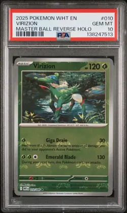 Virizion (Master Ball Pattern) 010/086 Sv: Pokemon White Flare MINT - PSA 10 - Image 1
