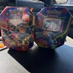 Pokemon TCG Charizard & Mega Charizard X/Y Tin Lot - Standard Size, Multicolor - Image 1