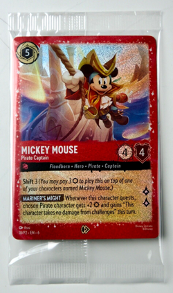 Disney Lorcana Mickey Mouse Pirate Captain Promo Glimmer Foil Card 18/P2, Sealed - Image 1