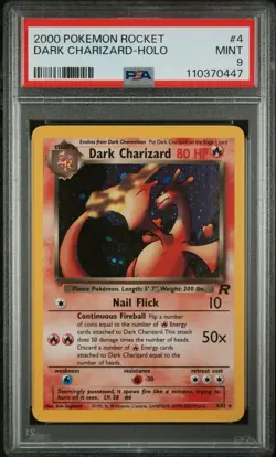 2000 Pokemon Dark Charizard Team Rocket Unlimited Holo #4 PSA 9 MINT - Image 1