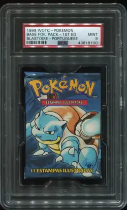 PSA 9 Portuguese First Edition Pokemon Base Set Booster Pack - Blastoise #2596 - Image 1