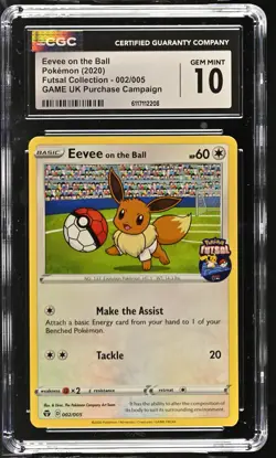 2020 Pokemon Futsal Collection Eevee on the Ball GAME UK 002/005 CGC 10 - Image 1