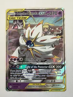 Pokemon Cosmic Eclipse Solgaleo & Lunala GX Tag Team Ultra Rare 75/236 NM Lillie - Image 1