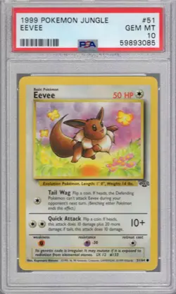 Pokemon Jungle Card #51 Eevee PSA 10 - Image 1