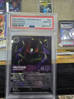 PSA 10!!! Maleficent - Mistress of All Evil Disney Lorcana Enchanted #209 EN 3 - Image 2
