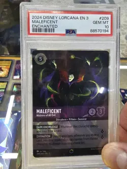 PSA 10!!! Maleficent - Mistress of All Evil Disney Lorcana Enchanted #209 EN 3 - Image 4