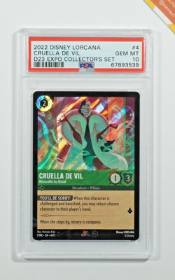 Disney Lorcana PSA 10 Promo #4 Cruella De Vil D23 Expo Collector's Set - Image 1