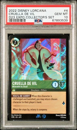 Disney Lorcana PSA 10 Promo #4 Cruella De Vil D23 Expo Collector's Set - Image 2