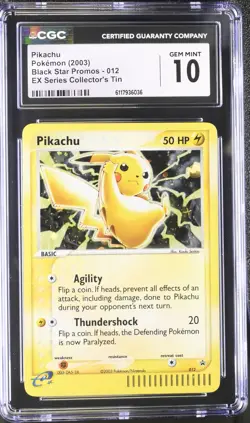 CGC 10 GEM MINT Pikachu 2003 Black Star Promos 012 Holo Pokemon Card - Image 1