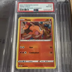 POKEMON 2021 TEPIG-HOLO SWORD & SHIELD BATTLE STYLES-COSMOS #023 PSA 8 - Image 1