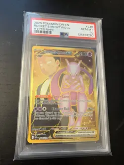 2025 Pokemon Destined Rivals Team Rocket's Mewtwo EX 240 PSA 10 - Image 1