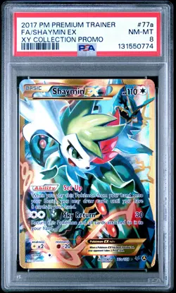 2017 POKEMON PREM TRAINER XY COLL PROMO #77A FULL ART/SHAYMIN EX PSA 8 - Image 1