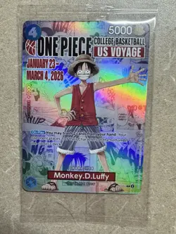 One Piece Monkey D. Luffy US Voyage College Basketball Promo Card SEALED - Image 1