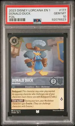 2023 DISNEY LORCANA EN 1-THE FIRST CHAPTER FOIL DONALD DUCK - MUSKETEER PSA 10 - Image 1