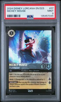 Disney Lorcana TCG: Mickey Mouse Playful Sorcerer D23 Promo PSA 9 Mint - Image 1