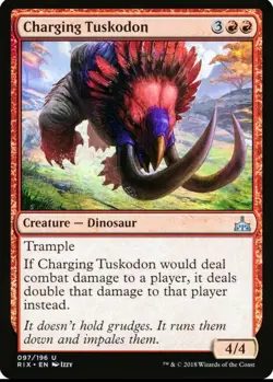 X 1 Charging Tuskodon NM Rivals of Ixalan 097 MTG Magic The Gathering - Image 1