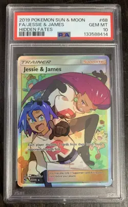 Pokemon TCG Jessie & James Hidden Fates Holo Full Art Ultra Rare PSA 10 - Image 1