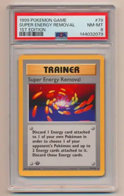 PSA 8 Pokemon Base Set 1st Edition Rare Super Energy Removal 79/102 NM/MINT! - Image 1