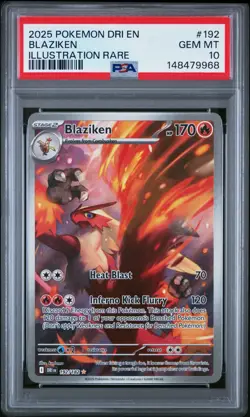 2025 POKEMON DRI EN-DESTINED RIVALS ILLUSTRATION RARE #192 BLAZIKEN PSA 10 - Image 1