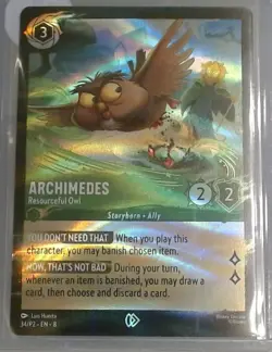 Disney Lorcana Reign of Jafar EN-8 Archimedes 34/P2 Cold Foil - Image 1