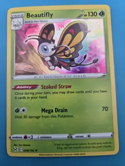 Beautifly - 008/196 Lost Origin Holo Rare Pokemon TCG Card LP - Image 1
