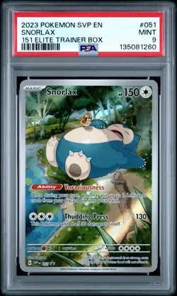 2023 POKEMON SVP EN-SV BLACK STAR PROMO 151 ELITE TRAINER BOX #051 SNORLAX PSA 9 - Image 1