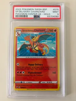 Pokemon Special Delivery Charizard P.M. Center UK Holo Promo SWSH075 PSA 9 Mint - Image 1