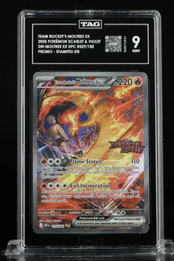 Pokemon TCG Destined Rivals Team Rocket's Moltres EX Full Art 229/182 TAG 9💥📈 - Image 1