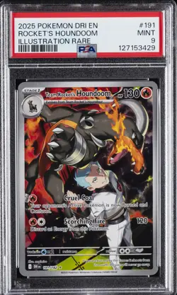 2025 POKEMON DRI EN-DESTINED RIVALS #191 TEAM ROCKET'S HOUNDOOM PSA 9 - Image 1