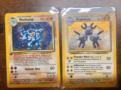 Pokemon TCG Machamp Holo Rare 1st Edition Base Set and Magneton Base Set - Image 1