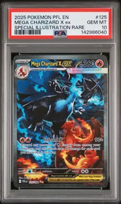 2025 Pokemon Pfl En-Phantasmal Flames Mega Charizard X Ex #125 PSA 10 - Image 1