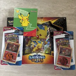 BUNDLE: Shining Fates Pikachu V Collection Box 2021 NEW SEALED, EXTRAS; Pokemon - Image 1