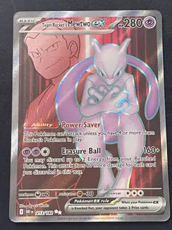 Pokemon TCG Team Rocket's Mewtwo ex 213/182 Destined Rivals 280 HP Ultra Rare H… - Image 1