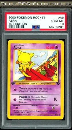 PSA 10 ⭐ Pokemon Abra 49 1st Edition Team Rocket Vintage Non-Holo - Image 1