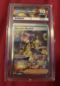 Pokemon TCG mega evolution Acerolas Mischief Sir #183 ace 10 Gem Mint not psa - Image 1