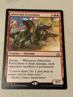 mtg Silverclad Ferocidons, red dinosaur, Rivals of Ixalan, lp - Image 1