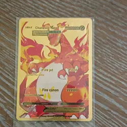 Pokemon Charizard VMAX Gold Metal Dragon Card 9999999 HP 15000/999999 Attack - Image 1