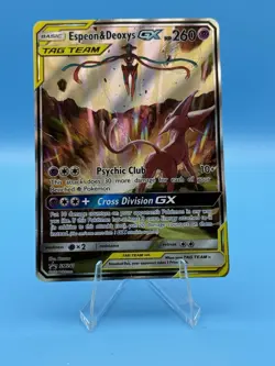 Pokemon TCG Jumbo Espeon & Deoxys GX SM240 Black Star Promo Card Damaged - Image 1