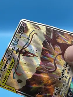 Pokemon TCG Jumbo Espeon & Deoxys GX SM240 Black Star Promo Card Damaged - Image 2