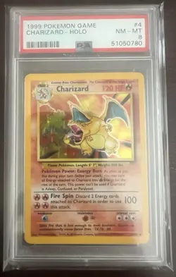1999 POKEMON CHARIZARD Holo Rare #4 BASE SET UNLIMITED - PSA 8 - Image 1