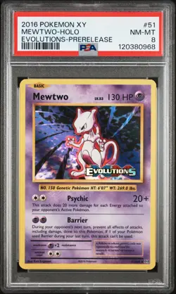 Pokemon TCG Mewtwo (XY Evolutions Prerelease) 51/108 - PSA 8 - Image 1