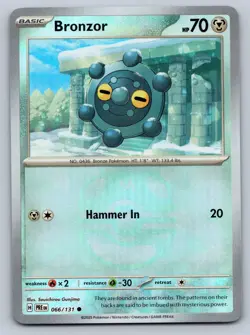 Bronzor 066/131 Common Prismatic Evolutions Pokemon Master Ball Near Mint - Image 1