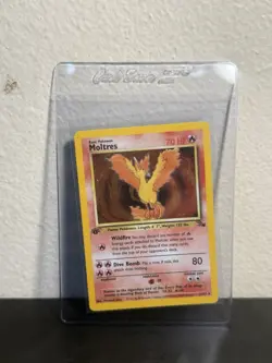 Pokemon Moltres Holo Rare TCG Card 12/62 Fossil 1st Edition - Image 1